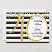 40. Schwarz-weißer und Gold Glitzer Moderner Gebur Einladung (Vorderseite)