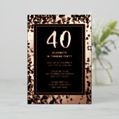 40. Schwarze Rose Gold Foto auf Back Custom Templa Folieneinladung (Stehend vorne)