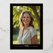 40. Schwarze Rose Gold Foto auf Back Custom Templa Folieneinladung (Rückseite)