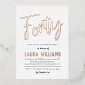 40. Script Word Geburtstag Folieneinladung (Vorderseite)