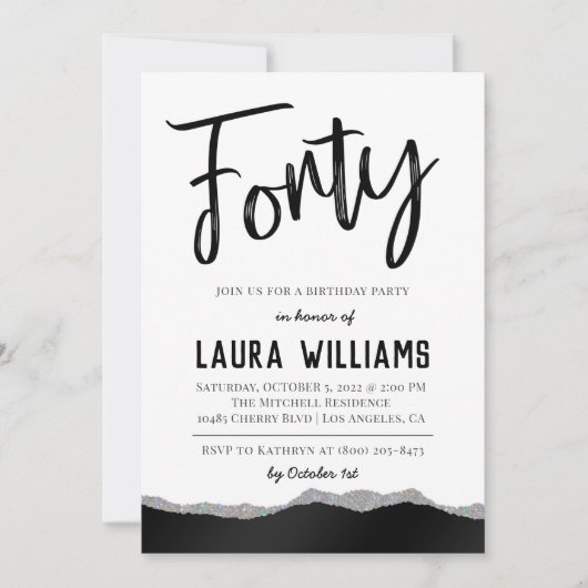 40. Script Word Geburtstagseinladung Einladung (Vorderseite)