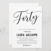 40. Script Word Geburtstagseinladung Einladung (Vorne/Hinten)