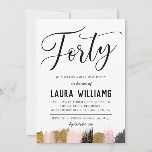 40. Script Word Geburtstagseinladung Einladung (Vorderseite)