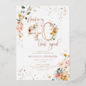 40 sehen gut aus als Rose Folieneinladung (Vorderseite)