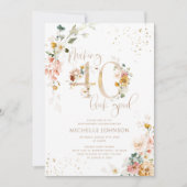 40 sehen gut aus, rosa Gold, botanischer Geburtsta Einladung (Vorderseite)