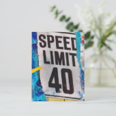 40 Speed Limit mixed media collage Postkarte (Stehend Vorderseite)