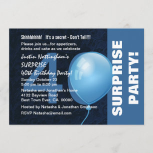 40. SURPRISE Geburtstagsparty Modern Blue Hues B01 Einladung