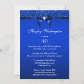 40. Surprise Party Royal Blue Sequins und Bow Einladung (Rückseite)