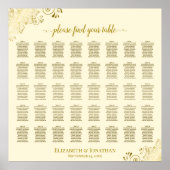 40 Tabelle Frilly Gold & Cream Wedding Chart Poster (Vorne)