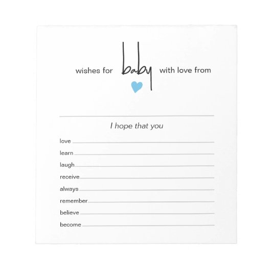 40 Tear Off Pages Wünsche für Baby Boy Shower Game Notizblock (Vorderseite)