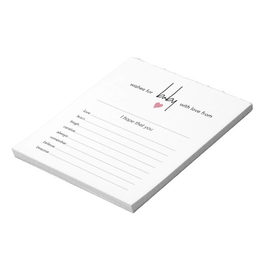 40 Tear Off Pages Wünsche für Baby Girl Shower Gam Notizblock (Rotiert)