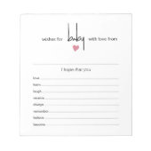 40 Tear Off Pages Wünsche für Baby Girl Shower Gam Notizblock (Vorderseite)