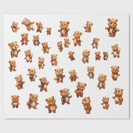 40 Teddy Bear bearbeitbares Wrapping Roll Paper Geschenkpapier (Flach)