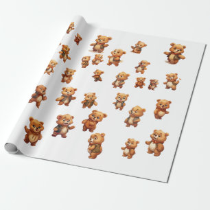 40 Teddy Bear bearbeitbares Wrapping Roll Paper Geschenkpapier