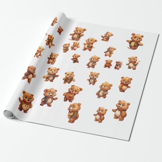 40 Teddy Bear bearbeitbares Wrapping Roll Paper Geschenkpapier (Ungerollt)