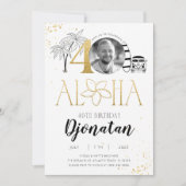 40. Tropical Birthday Gold Einladung mit Foto (Vorderseite)