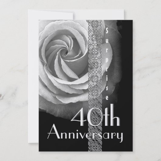 40. ÜBERRASCHENDE Hochzeitstag SILVER Rose Einladung (Vorderseite)