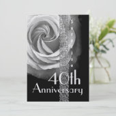40. ÜBERRASCHENDE Hochzeitstag SILVER Rose Einladung (Stehend Vorderseite)