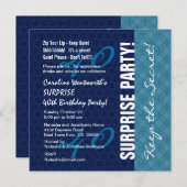 40. ÜBERRASCHUNG Geburtstag Blaue geometrische Mus Einladung (Vorne/Hinten)