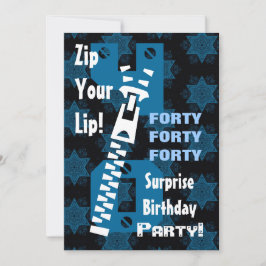 40. ÜBERRASCHUNG Geburtstag Blue Stars Zipper W168 Einladung