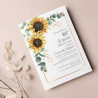 40. Überraschung Geburtstag Blumengrün Party Einladung
