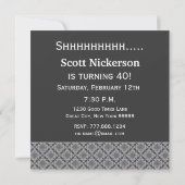 40. Überraschung Geburtstag Graue Red Diamonds R27 Einladung (Rückseite)