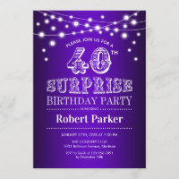 40. Überraschung Geburtstag - Lila weiß