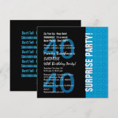 40. Überraschung Geburtstag Moderne Türkis Blau W1 Einladung (Vorne/Hinten)