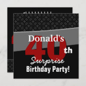 40. Überraschung Geburtstag Modernes Schwarz-weiße Einladung (Vorne/Hinten)