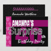 40. Überraschung Geburtstag Pink Set Einladung (Vorne/Hinten)