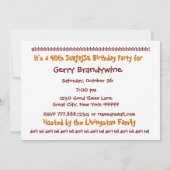 40. ÜBERRASCHUNG Geburtstag Red Gold Modern S305 Einladung (Rückseite)