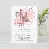 40. Überraschung Geburtstag | Rose Hoch Hefen Einladung (Stehend Vorderseite)