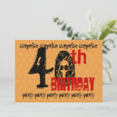 40. ÜBERRASCHUNG Geburtstag Roter Gold Schwarzer S Einladung (Stehend Vorderseite)