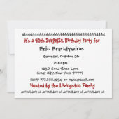 40. ÜBERRASCHUNG Geburtstag Roter Gold Schwarzer S Einladung (Rückseite)