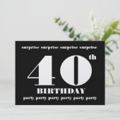 40. ÜBERRASCHUNG Geburtstagspartei Einladung Vorla (Stehend Vorderseite)