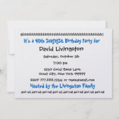 40. ÜBERRASCHUNG Geburtstagspartei Einladung Vorla (Rückseite)