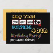 40. ÜBERRASCHUNG Geburtstagspartei Vorlage V01 (Vorne/Hinten)