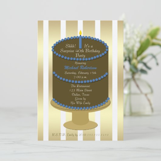 40. Überraschung Geburtstagsparty Einladung (Stehend Vorderseite)