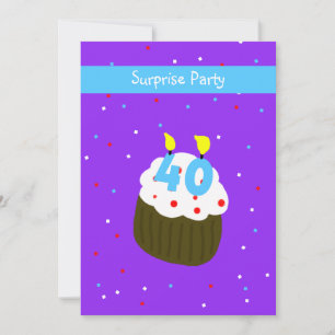 40. Überraschung Geburtstagsparty Einladung Cupcak