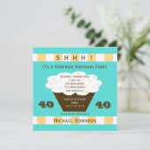 40. Überraschung Geburtstagsparty Einladung Cupcak (Stehend Vorderseite)