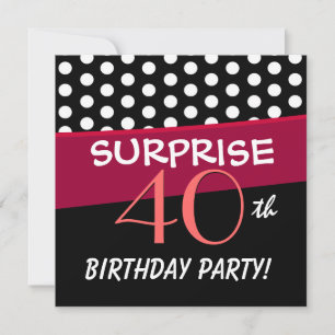 40. Überraschung Geburtstagsparty Polka Dot Patter Einladung