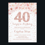 40. Überraschung Geburtstagsparty - White Rose Gol Einladung<br><div class="desc">40. Geburtstagsfeier Party Einladung. Elegantes Design in Imitate Glitzer Rose Gold und Weiß. Die Rosen,  Konfetti und Diamanten sind in Aquarellfarbe rot. Ideal für eine gläserne Feier.</div>