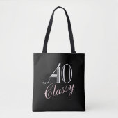 40 und Classy Black Elegant Script Geburtstag Tasche (Vorderseite)