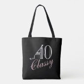 40 und Classy Black Elegant Script Geburtstag Tasche (Rückseite)