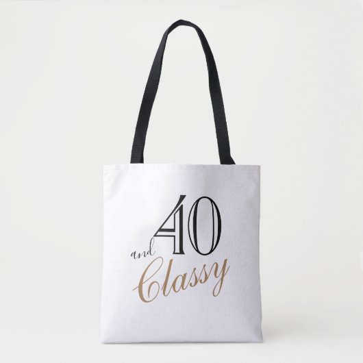 40 und Classy Elegant Black Golden Script Geburtst Tasche (Vorderseite)