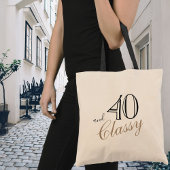 40 und Classy Elegant Black Golden Script Geburtst Tragetasche