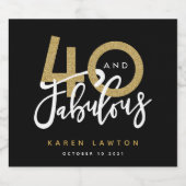 40 und das fabelhafte Goldweinlabel Alkoholflaschenetikett (Einzelnes Label)