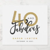 40 und das fabelhafte Goldweinlabel Alkoholflaschenetikett (Einzelnes Label)