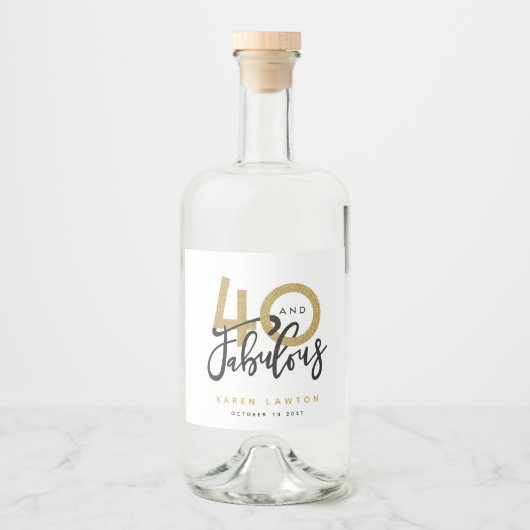 40 und das fabelhafte Goldweinlabel Alkoholflaschenetikett (Vorderseite)