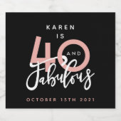 40 und das fabelhafte Weinetikett aus Rosa und Min Schaumweinetikett (Einzelnes Label)